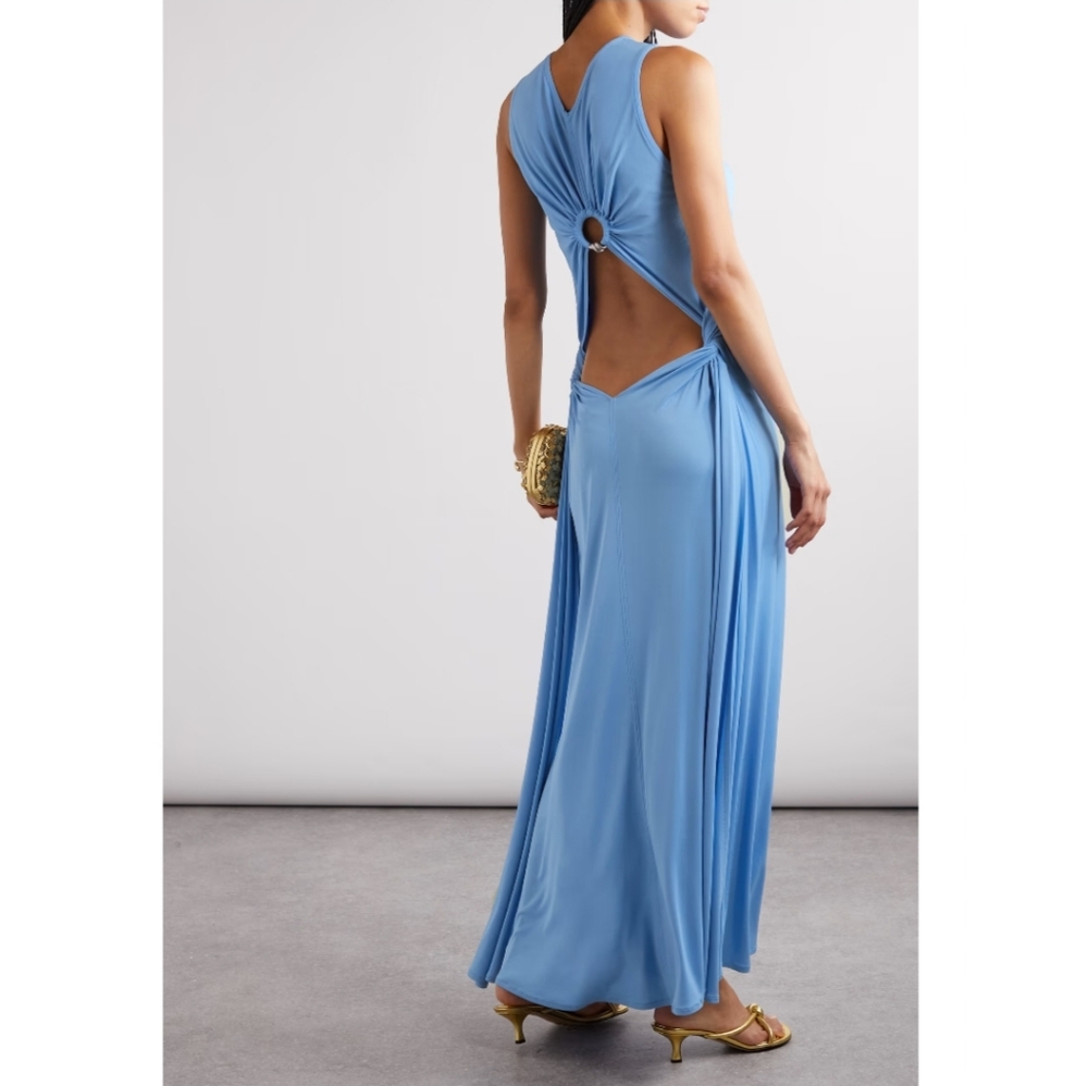 Bottega Veneta Ring Detail Jersey Maxi Gown Dress In Admiral New Size 38… - Picture 3 of 16